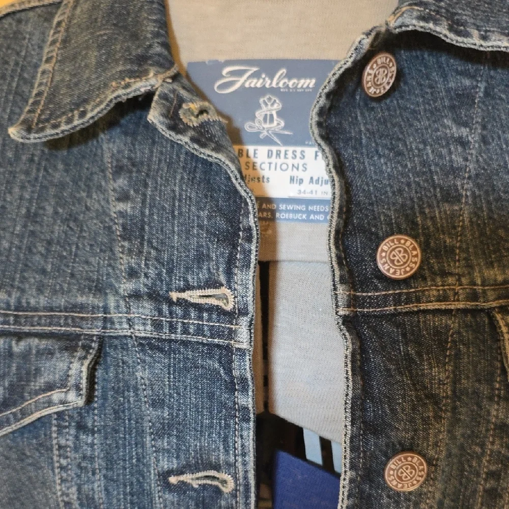 Upcyled Molly Made It Blue Jean Jacket with Iconic Rolling Stones Design - Picture 10 of 13